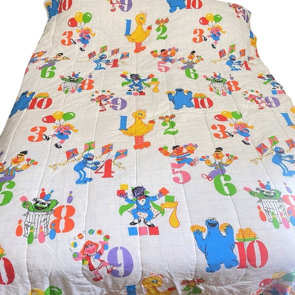VTG Stevens Sesame Street ABC Blanket Comforter Big Bird Cookie Monster 58x75